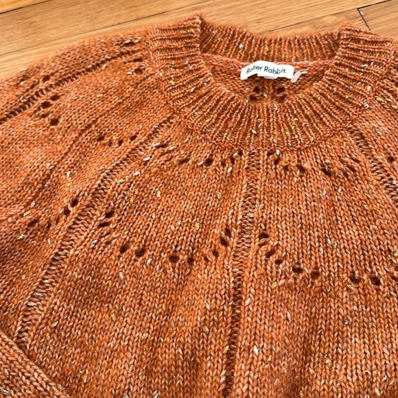 NWOT Roberta Roller Rabbit Velma alpaca wool orange rust SPECK sweater eyelet - Picture 4 of 5